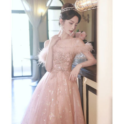 Evening Gown A-Line Mesh Fluffy