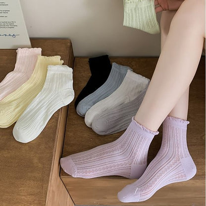 Plain Frill Short Socks Set