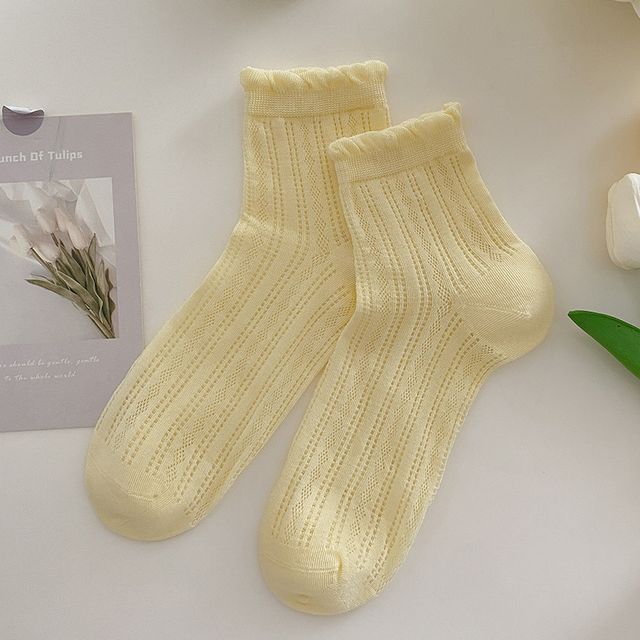 Plain Frill Short Socks Set