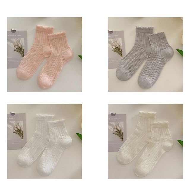 Plain Frill Short Socks Set