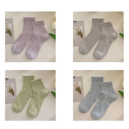 Plain Frill Short Socks Set