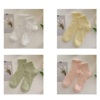 Plain Frill Short Socks Set