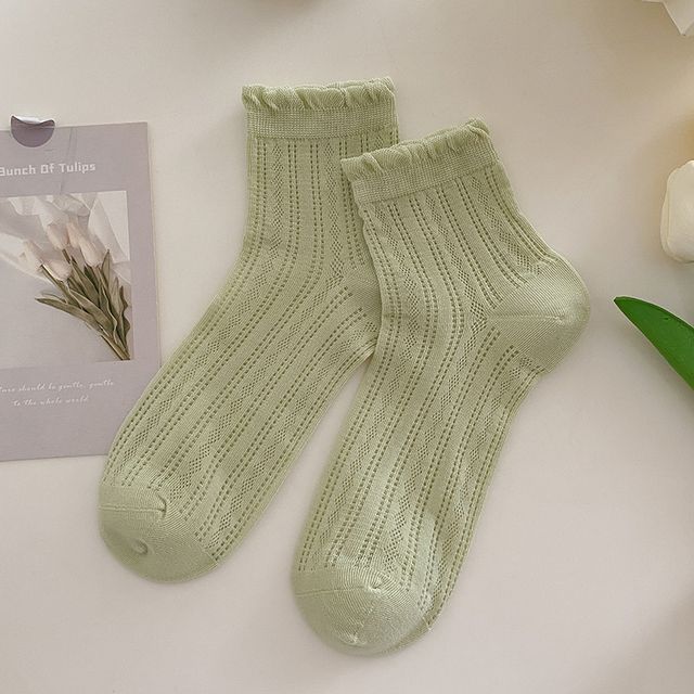 Plain Frill Short Socks Set