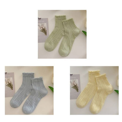 Plain Frill Short Socks Set