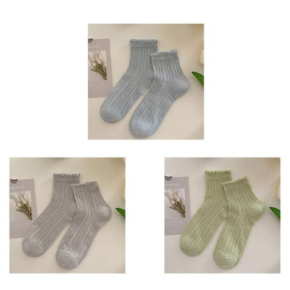 Plain Frill Short Socks Set