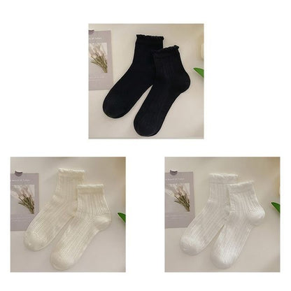 Plain Frill Short Socks Set