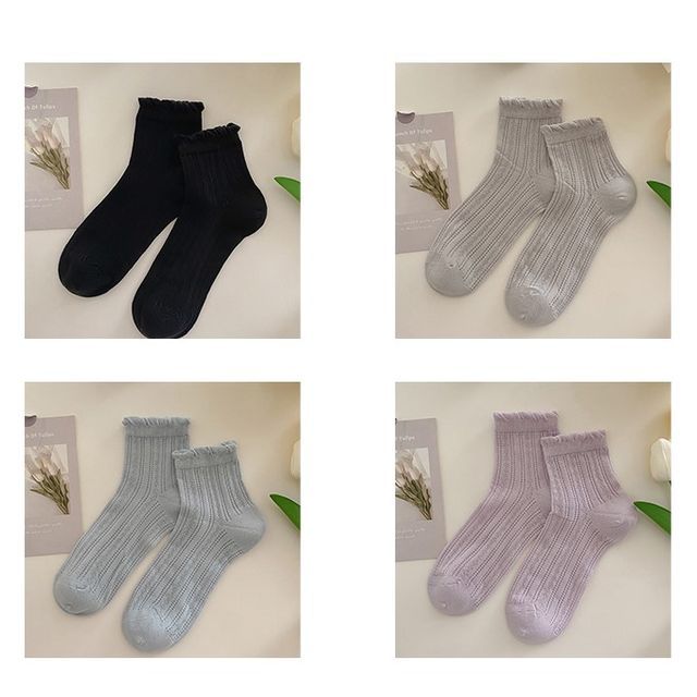 Plain Frill Short Socks Set