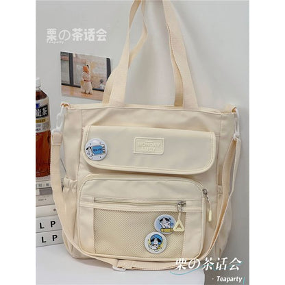 Lettering Label Top Handle Crossbody Bag