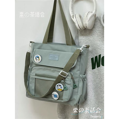 Lettering Label Top Handle Crossbody Bag