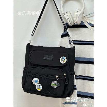 Lettering Label Top Handle Crossbody Bag