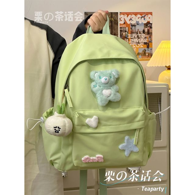 Plain Cartoon Applique Backpack