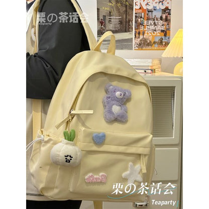 Plain Cartoon Applique Backpack