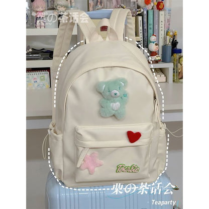 Plain Cartoon Applique Backpack