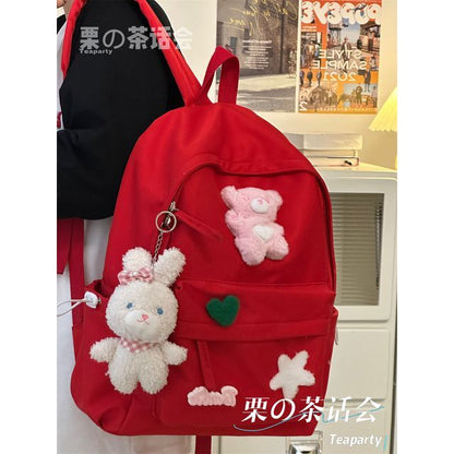 Plain Cartoon Applique Backpack