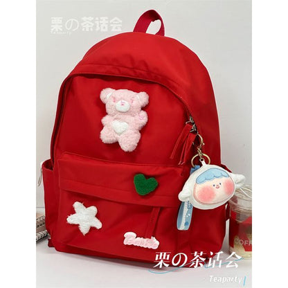 Plain Cartoon Applique Backpack