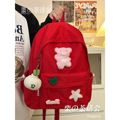 Plain Cartoon Applique Backpack