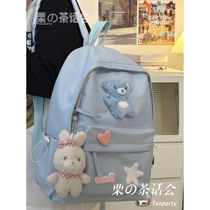 Plain Cartoon Applique Backpack