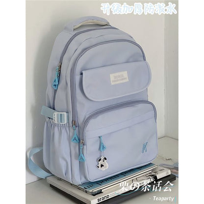 Plain Lettering Logo Buckled Backpack