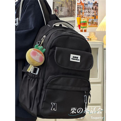 Plain Lettering Logo Buckled Backpack