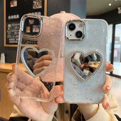 Heart Mirrored Phone Case - iPhone 14 Pro Max / 14 Pro / 14 Max / 14 / 13 Pro Max / 13 Pro / 13 / 13 mini / 12 Pro Max / 12 Pro / 12 / 12 mini / 11 Pro Max / 11 Pro / 11 / SE / XS Max / XS / XR / X / 8 / 8 Plus / 7 / 7 Plus