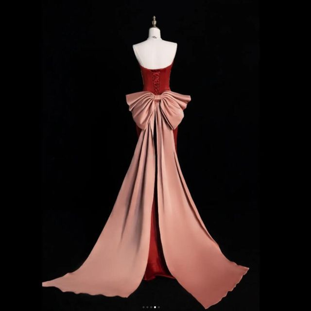 Mermaid Tube Criss Two Cross Evening Gown Tone Bow