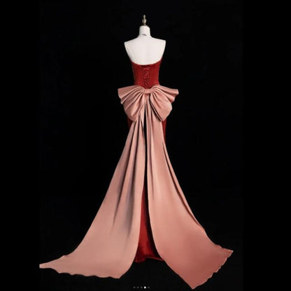 Mermaid Tube Criss Two Cross Evening Gown Tone Bow