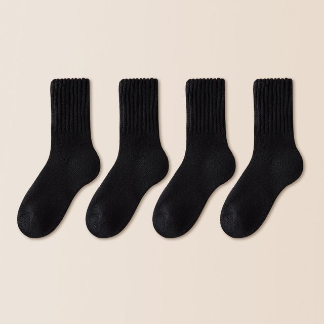 Set of 4 Pairs: Plain Socks