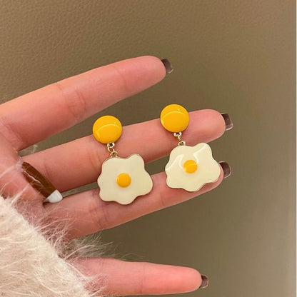 Fried Egg Glaze Alloy Drop Earring