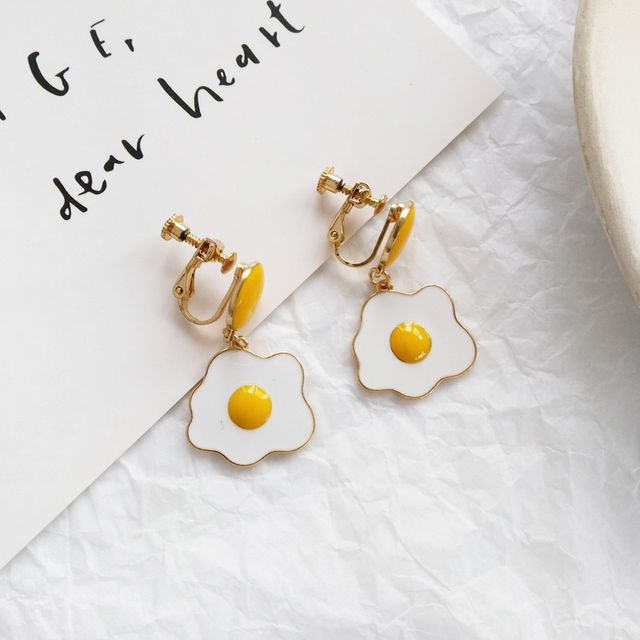 Fried Egg Glaze Alloy Drop Earring