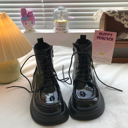 Lace-Up Platform Chunky Heel Boots