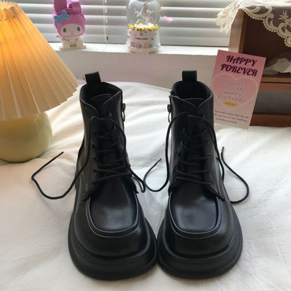 Lace-Up Platform Chunky Heel Boots