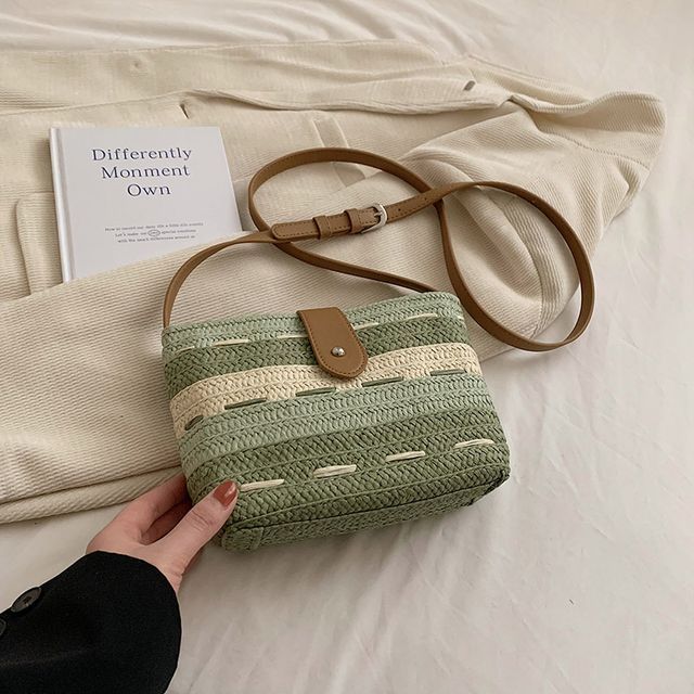 Striped Woven Crossbody Bag