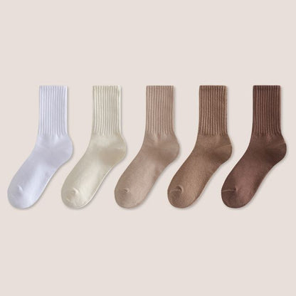 Set of 5: Plain Ribbed Socks