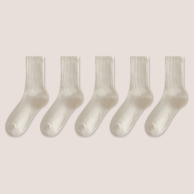 Set of 5: Plain Ribbed Socks