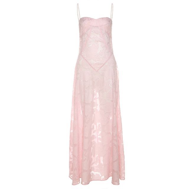 Lace Square Neck A-Line Maxi with Thin Straps