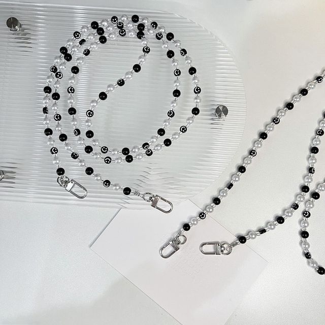 Smiley Pearl Faux Phone Strap