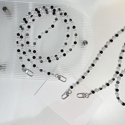 Smiley Pearl Faux Phone Strap