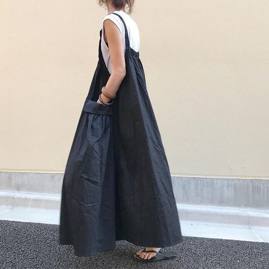 Sleeveless Plain A-Line Maxi Dress