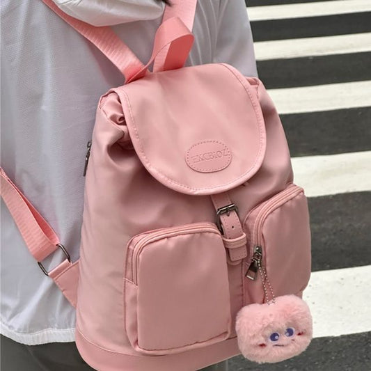 Logo Buckled Flap Backpack / Charm / Set