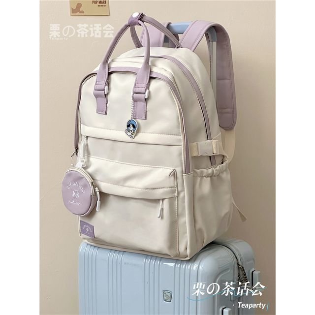 Two-Tone Top Handle Backpack / Charm / Set