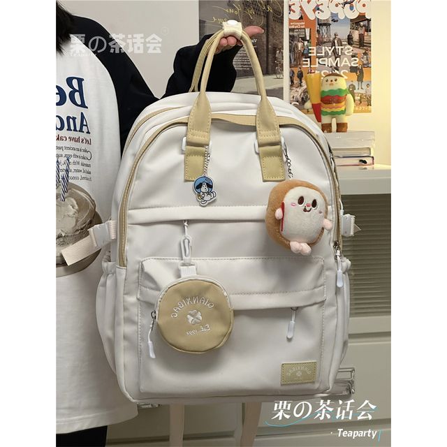 Two-Tone Top Handle Backpack / Charm / Set