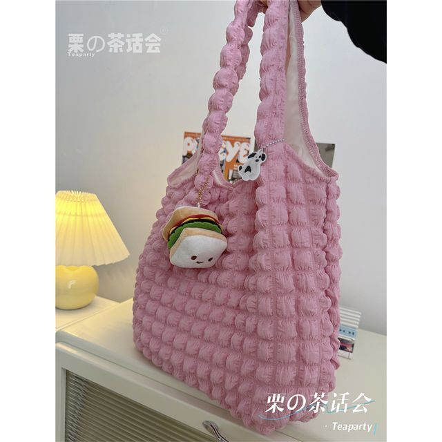 Plain Shirred Tote Bag / Charm / Set