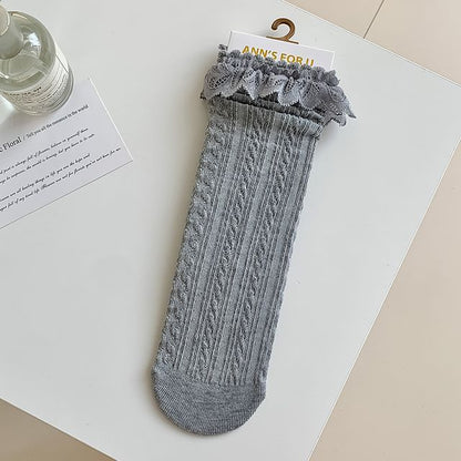 Plain Lace Trim Socks