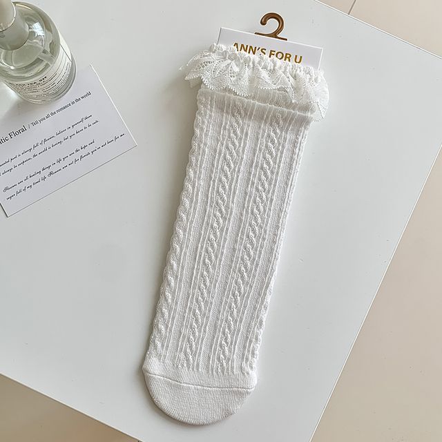 Plain Lace Trim Socks