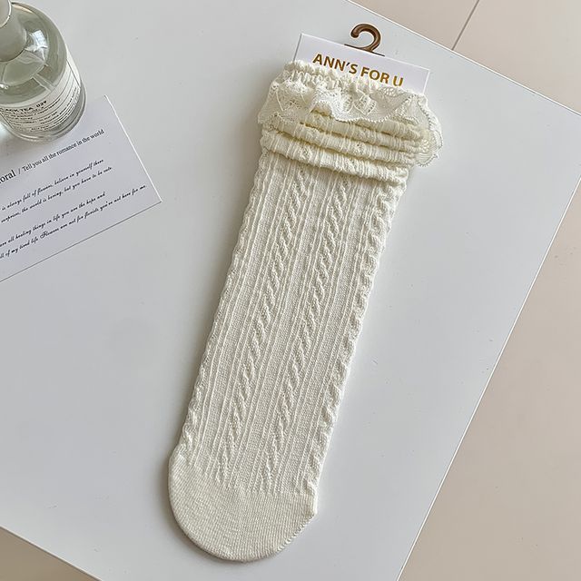 Plain Lace Trim Socks