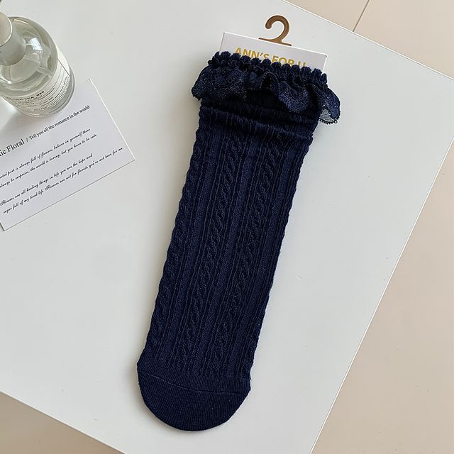 Plain Lace Trim Socks