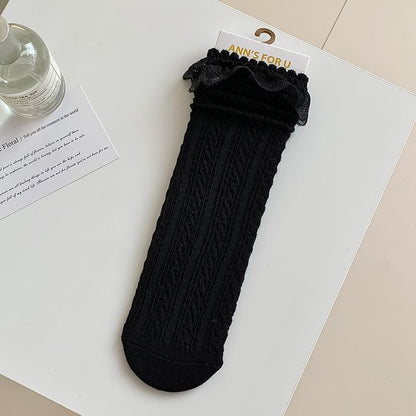 Plain Lace Trim Socks