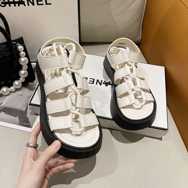 Gladiator Platform Lace-Up Sandals