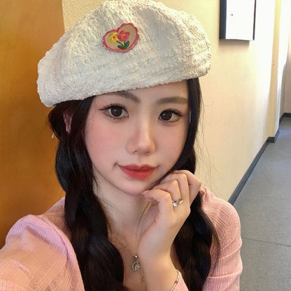 Flower Heart Applique Beret