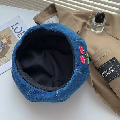 Heart Applique Denim Beret